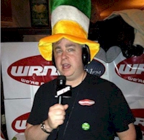 Rich Fisher broadcasting on St Pats Day for WRNR-FM in 2012